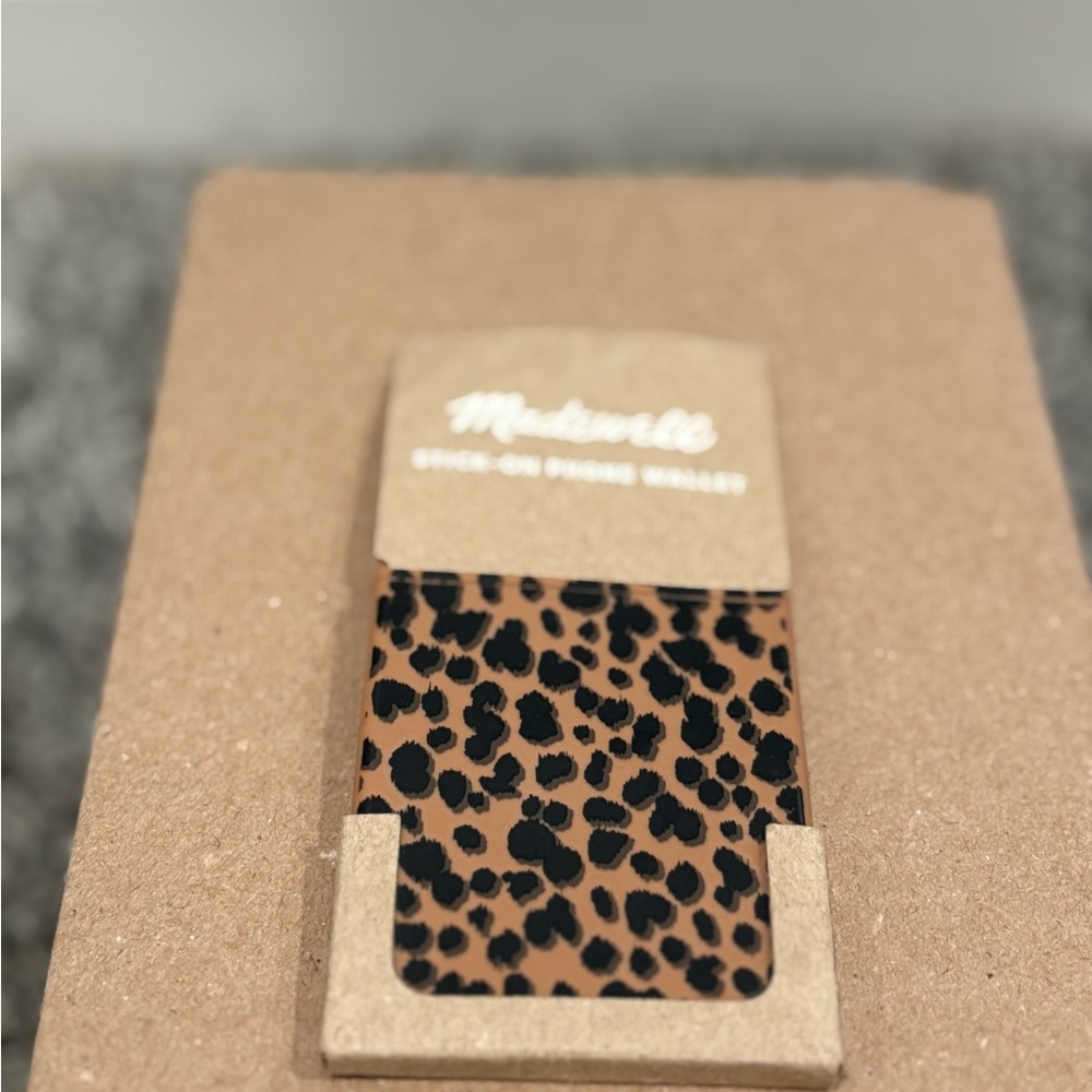 Madewell Leopard Print Stick-On Phone Wallet - Brown & Black - NEW WITH TAGS